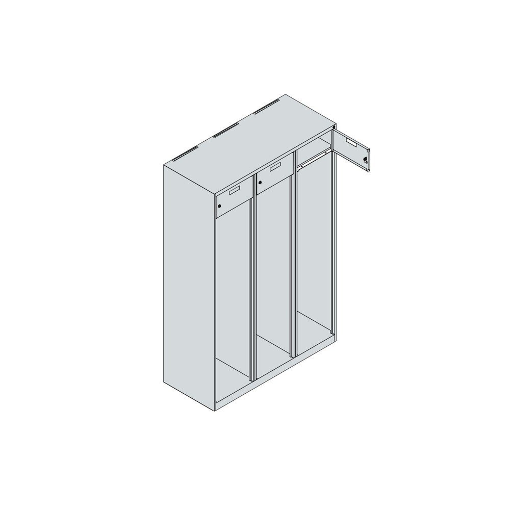 N° de l'image du produit 4 : C+P Vestiaire pompier PRAKTUS, socle, 3 compartiments, HxlxP 1 850 x 1 200 x 500 mm, gris clair, avec support de casque