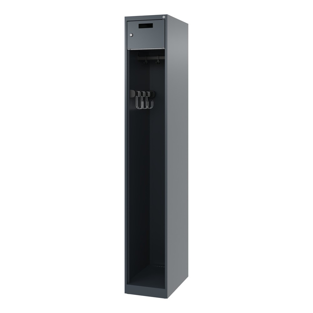 N° de l'image du produit 5 : C+P Vestiaire pompier PRAKTUS, patins, 1 compartiment, HxlxP 1 850 x 300 x 500 mm, gris anthracite