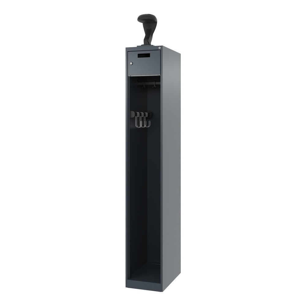 N° de l'image du produit 5 : C+P Vestiaire pompier PRAKTUS, patins, 1 compartiment, HxlxP 1 850 x 300 x 500 mm, gris anthracite, avec support de casque