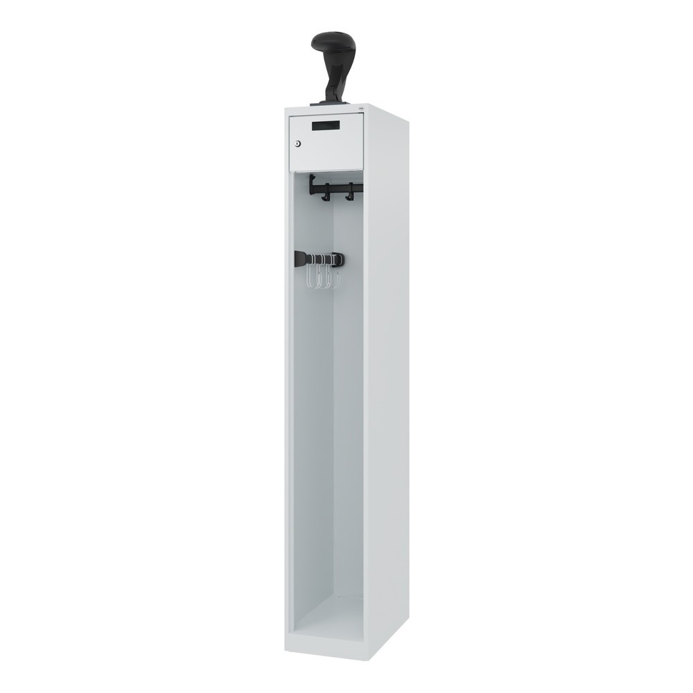 N° de l'image du produit 5 : C+P Vestiaire pompier PRAKTUS, patins, 1 compartiment, HxlxP 1 850 x 300 x 500 mm, gris clair, avec support de casque