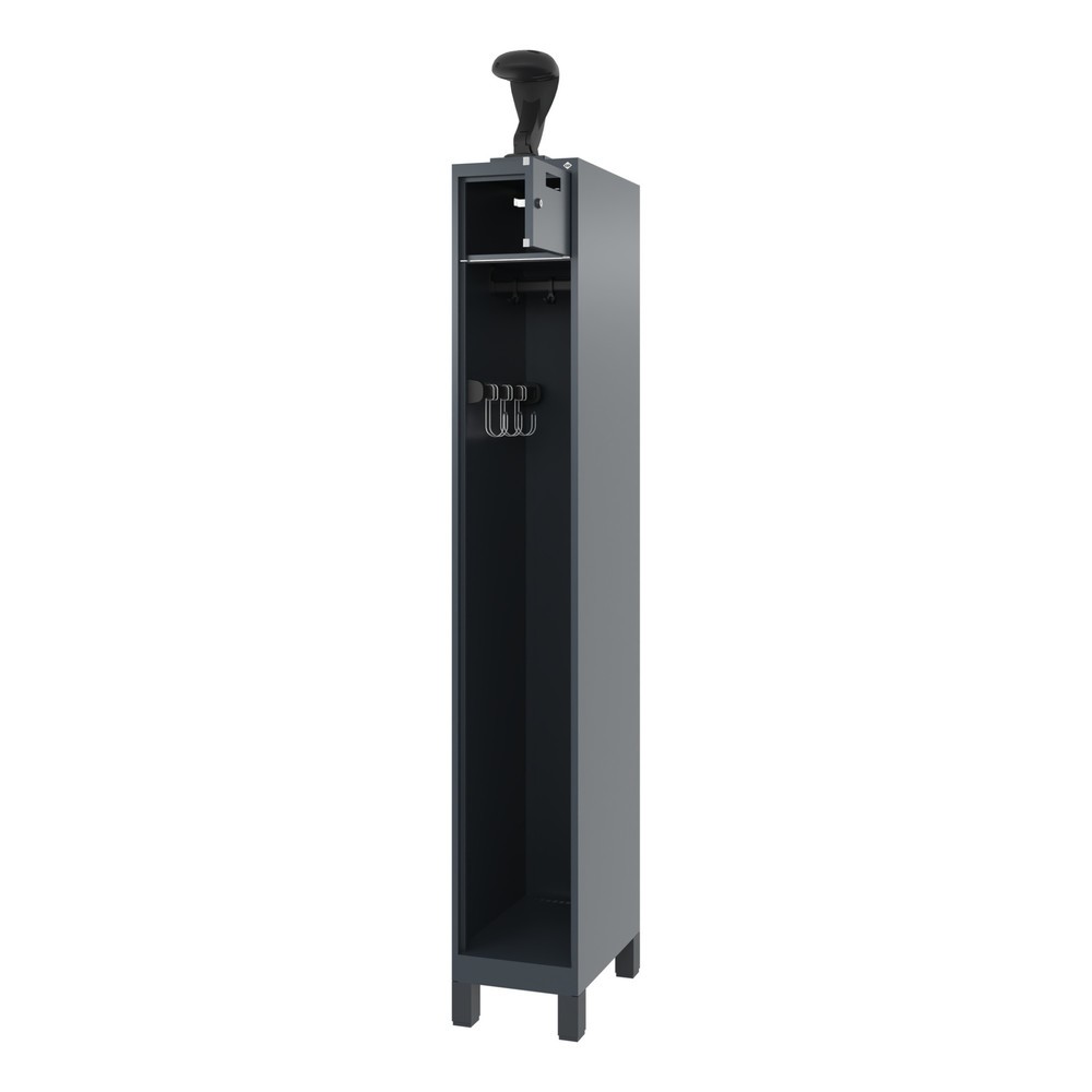 Illustration du produit: C+P Vestiaire pompier PRAKTUS, pieds, 1 compartiment, HxlxP 1 850 x 300 x 500 mm, gris anthracite, avec support de casque