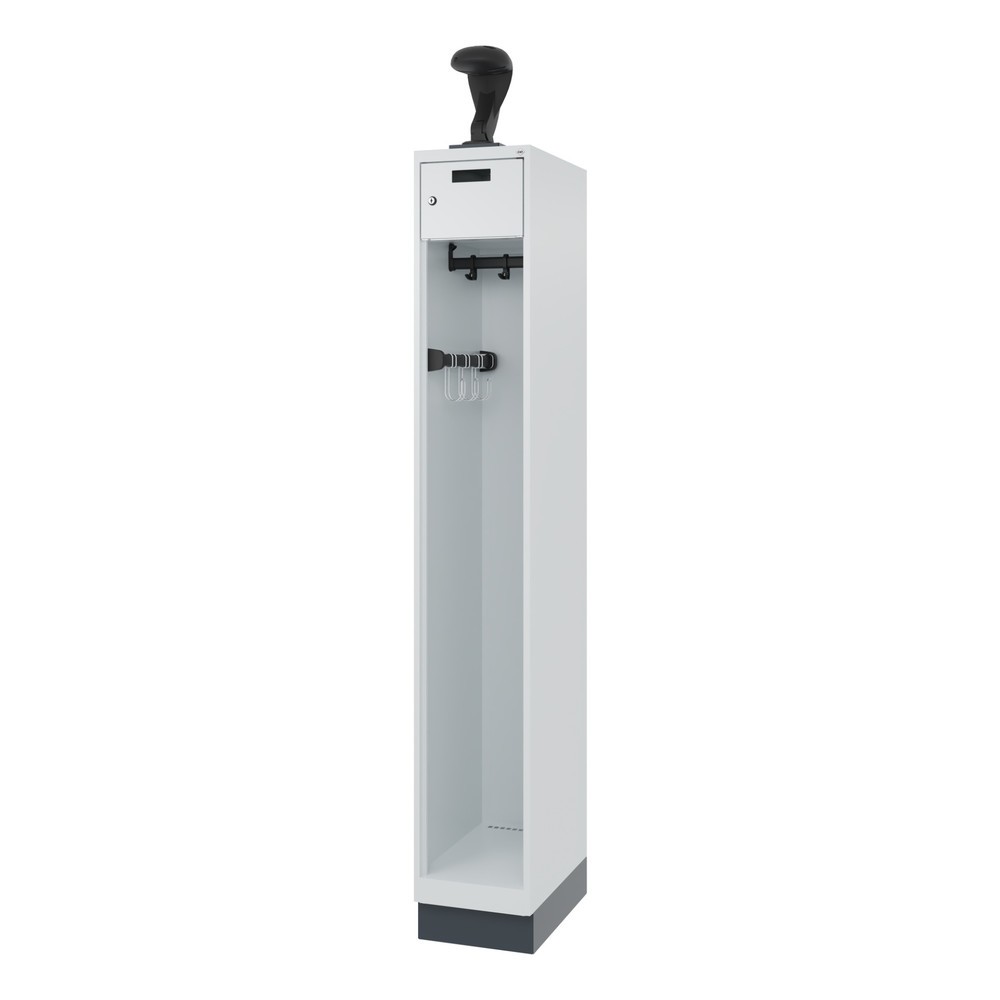 N° de l'image du produit 5 : C+P Vestiaire pompier PRAKTUS, socle, 1 compartiment, HxlxP 1 850 x 300 x 500 mm, gris clair, avec support de casque