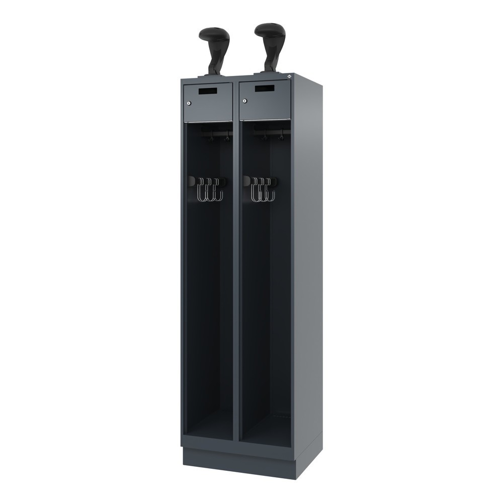 N° de l'image du produit 5 : C+P Vestiaire pompier PRAKTUS, socle, 2 compartiments, HxlxP 1 850 x 600 x 500 mm, gris anthracite, avec support de casque