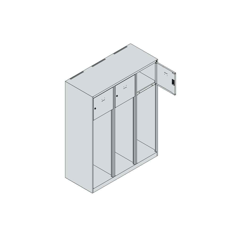 N° de l'image du produit 4 : C+P Vestiaire pompier YOUNGSTER, socle, 3 compartiments, HxlxP 1 530 x 1 200 x 500 mm, gris anthracite, avec support de casque