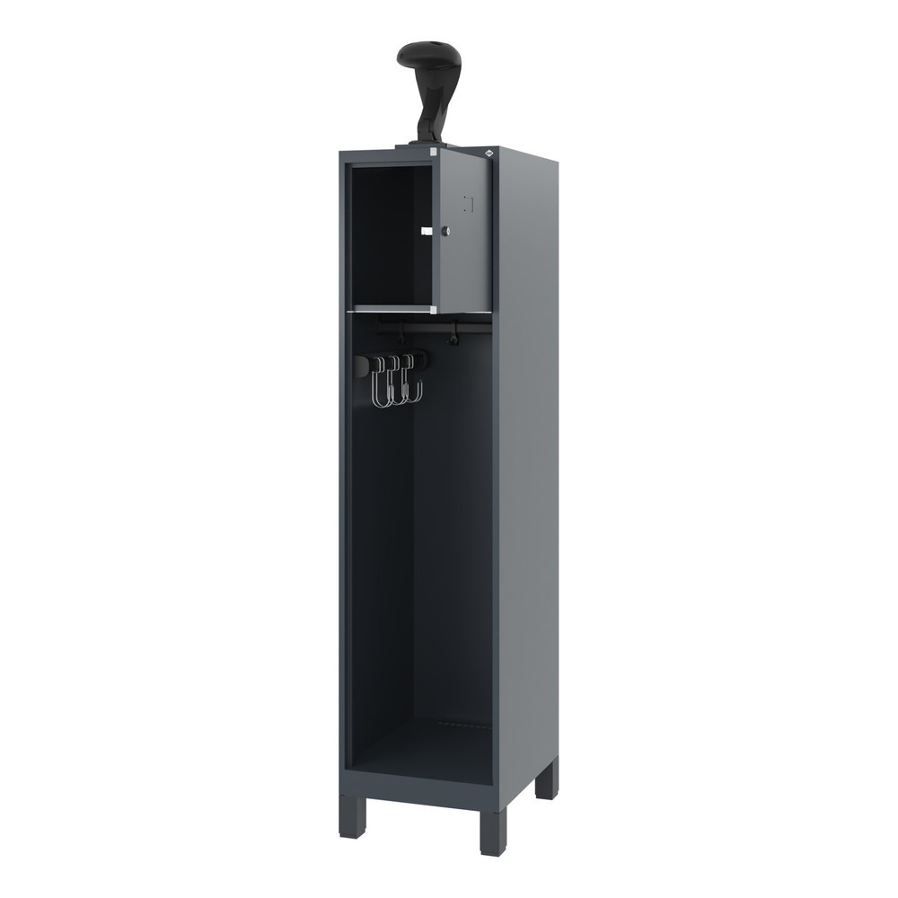 Illustration du produit: C+P Vestiaire pompier YOUNGSTER, pieds, 1 compartiment, HxlxP 1 530 x 400 x 500 mm, gris anthracite, avec support de casque