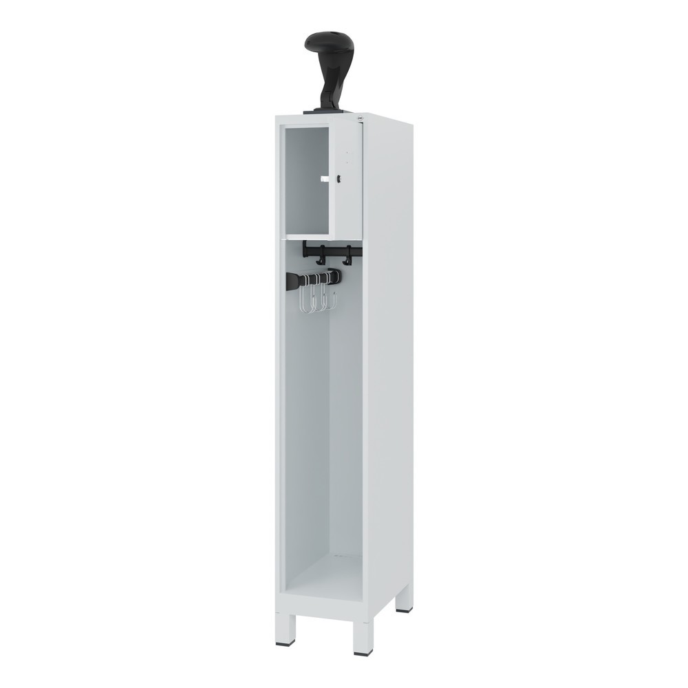 Illustration du produit: C+P Vestiaire pompier YOUNGSTER, pieds, 1 compartiments, HxlxP 1 530 x 300 x 500 mm, gris clair, avec support de casque