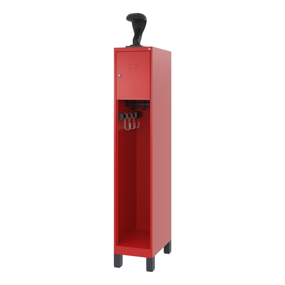 N° de l'image du produit 5 : C+P Vestiaire pompier YOUNGSTER, pieds, 1 compartiment, HxlxP 1 530 x 300 x 500 mm, rouge feu, avec support de casque
