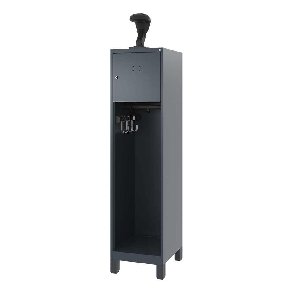 N° de l'image du produit 5 : C+P Vestiaire pompier YOUNGSTER, pieds, 1 compartiment, HxlxP 1 530 x 400 x 500 mm, gris anthracite, avec support de casque