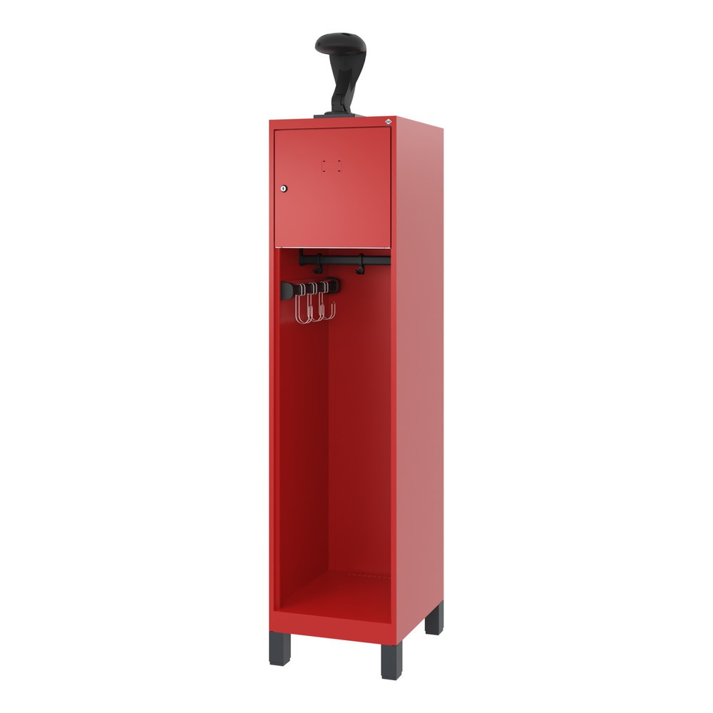 N° de l'image du produit 5 : C+P Vestiaire pompier YOUNGSTER, pieds, 1 compartiment, HxlxP 1 530 x 400 x 500 mm, rouge feu, avec support de casque