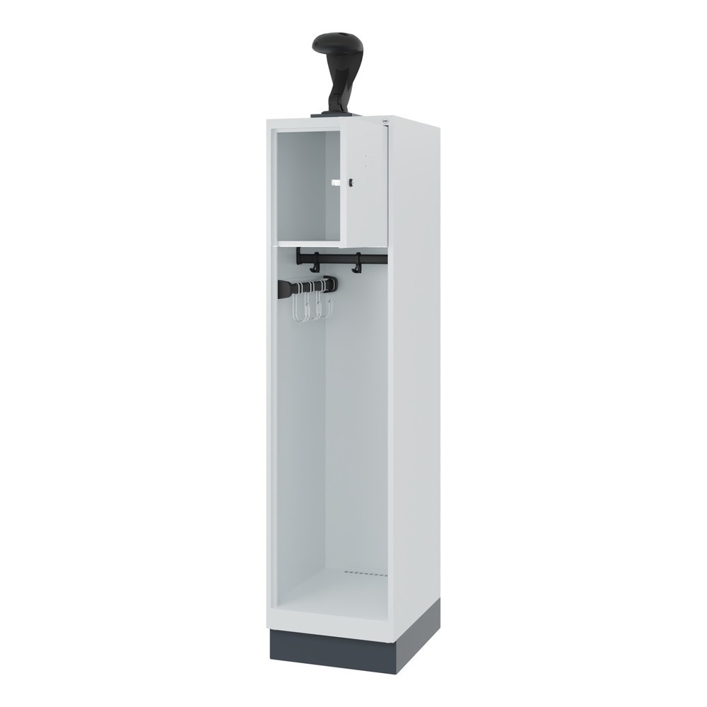 Illustration du produit: C+P Vestiaire pompier YOUNGSTER, socle, 1 compartiment, HxlxP 1 530 x 400 x 500 mm, gris clair, avec support de casque