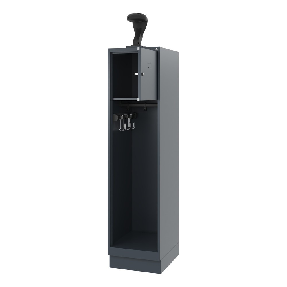 Illustration du produit: C+P Vestiaire pompier YOUNGSTER, socle, 1 compartiment, HxlxP 1 530 x 400 x 500 mm, gris anthracite, avec support de casque