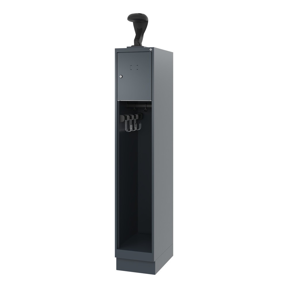 N° de l'image du produit 5 : C+P Vestiaire pompier YOUNGSTER, socle, 1 compartiment, HxlxP 1 530 x 300 x 500 mm, gris anthracite, avec support de casque