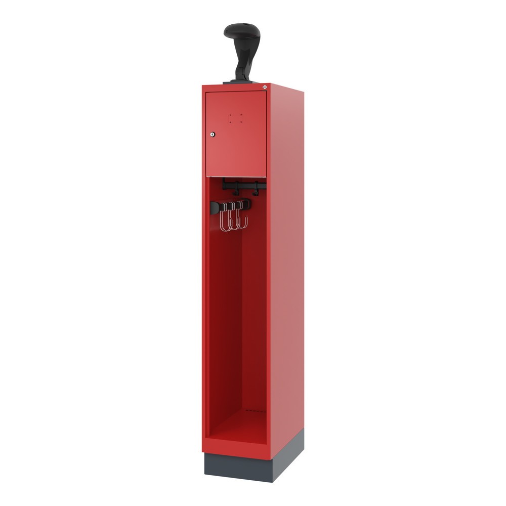 N° de l'image du produit 5 : C+P Vestiaire pompier YOUNGSTER, socle, 1 compartiment, HxlxP 1 530 x 300 x 500 mm, rouge feu, avec support de casque