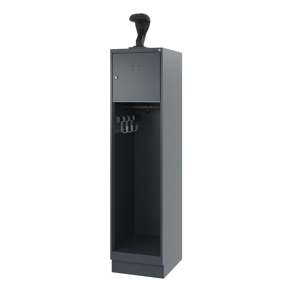 N° de l'image du produit 5 : C+P Vestiaire pompier YOUNGSTER, socle, 1 compartiment, HxlxP 1 530 x 400 x 500 mm, gris anthracite, avec support de casque