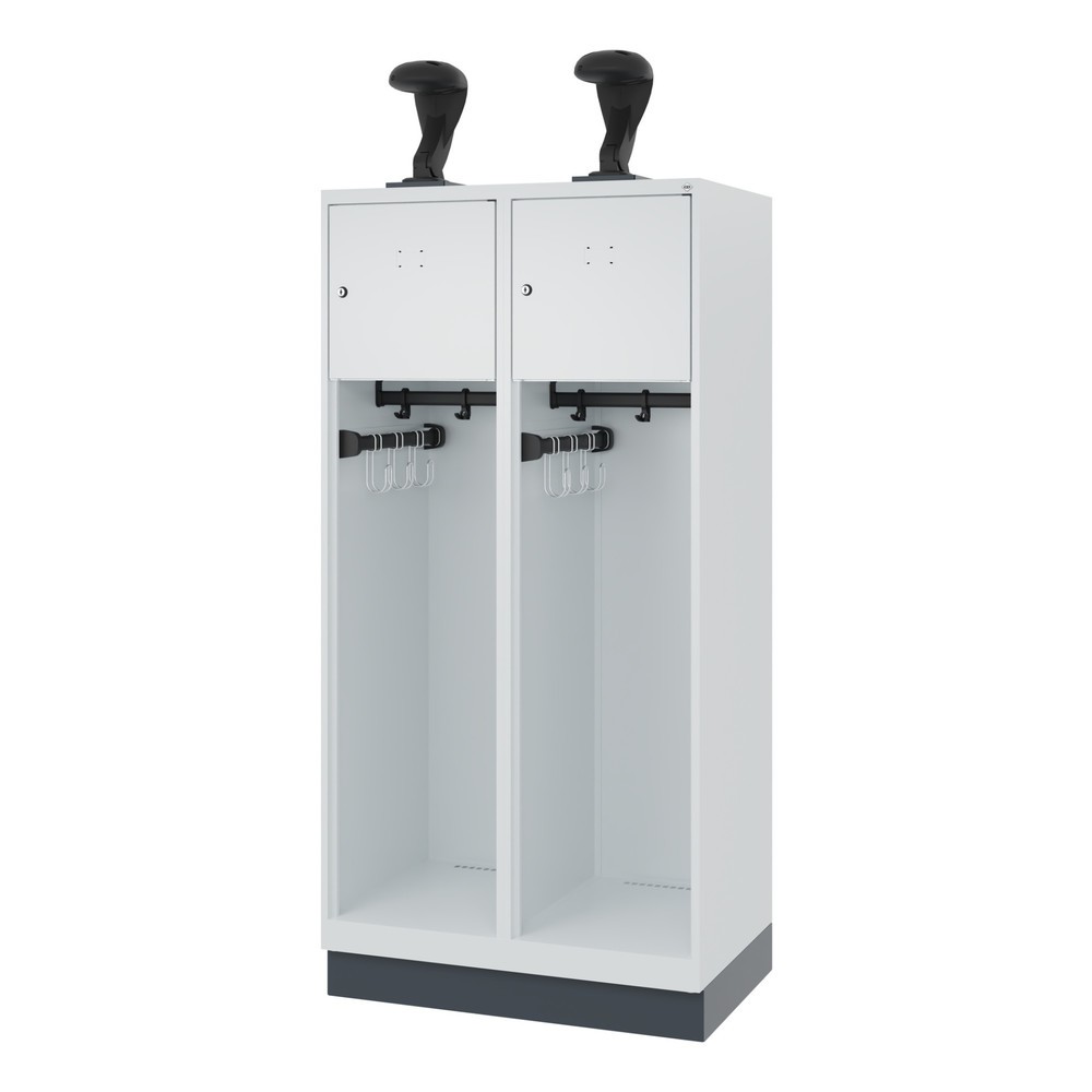 N° de l'image du produit 5 : C+P Vestiaire pompier YOUNGSTER, socle, 2 compartiments, HxlxP 1 530 x 800 x 500 mm, gris clair, avec support de casque