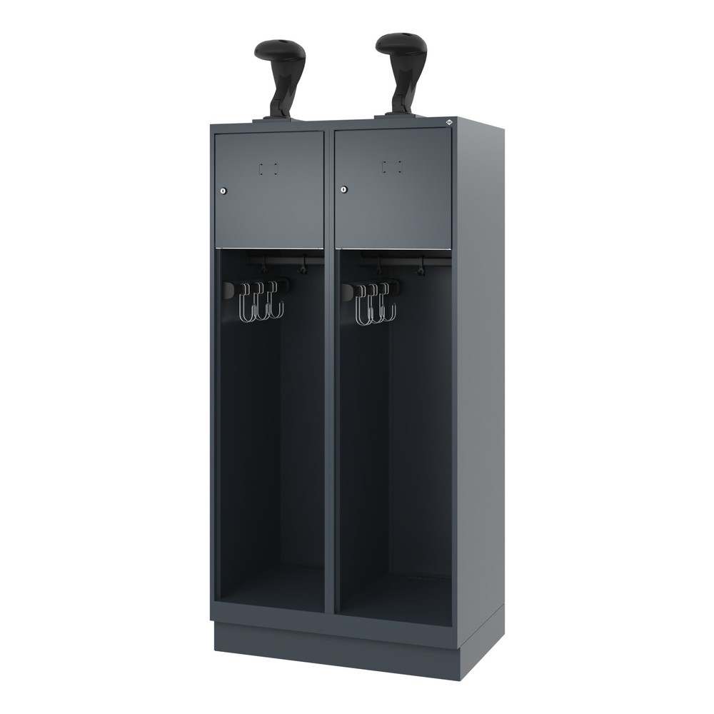 N° de l'image du produit 5 : C+P Vestiaire pompier YOUNGSTER, socle, 2 compartiments, HxlxP 1 530 x 800 x 500 mm, gris anthracite, avec support de casque
