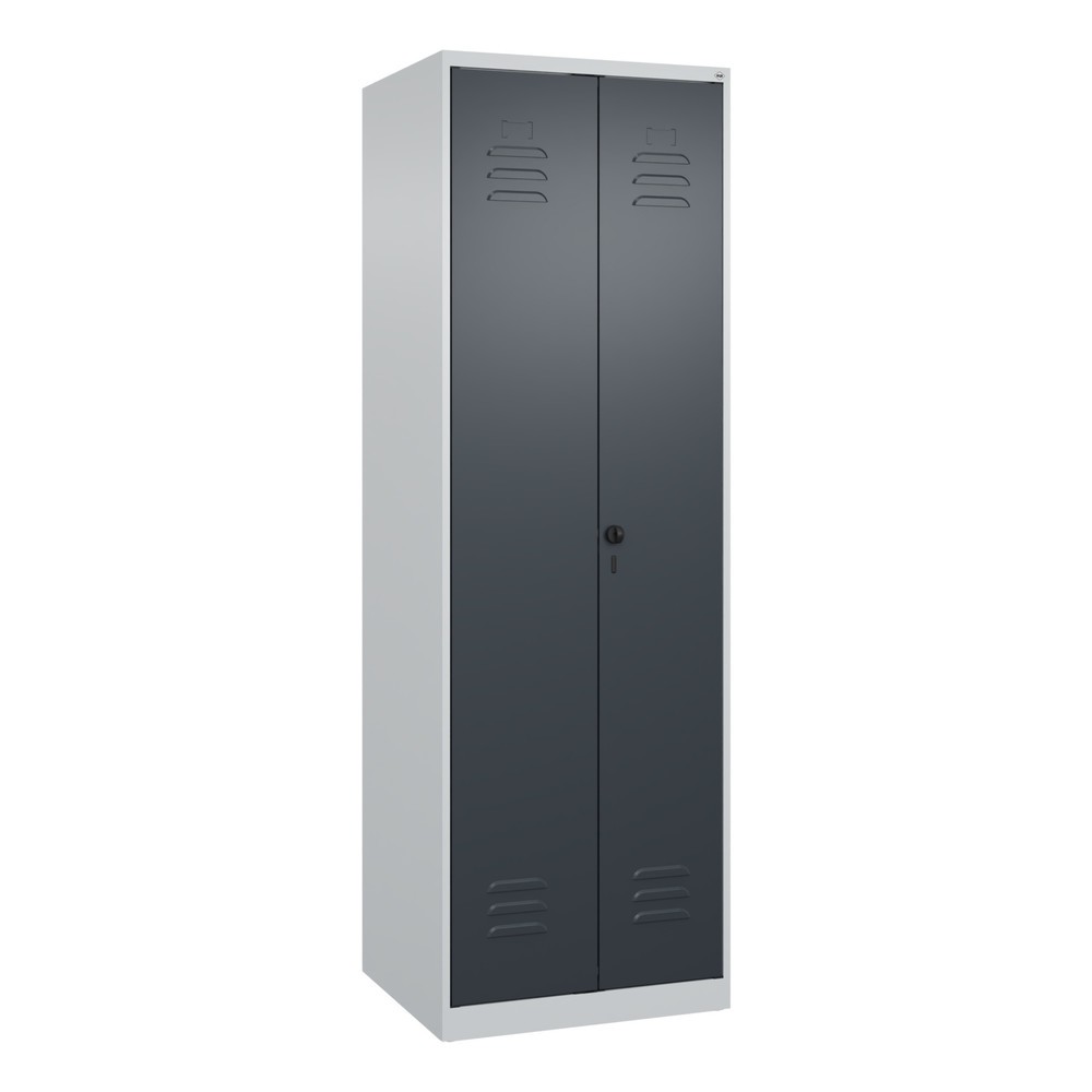Produktabbildung: C+P Wäsche-, Garderobenspind Classic PLUS, 2 Abteile, HxBxT 1.850 x 600 x 500 mm, lichtgrau, anthrazitgrau, für Vorhängeschloss