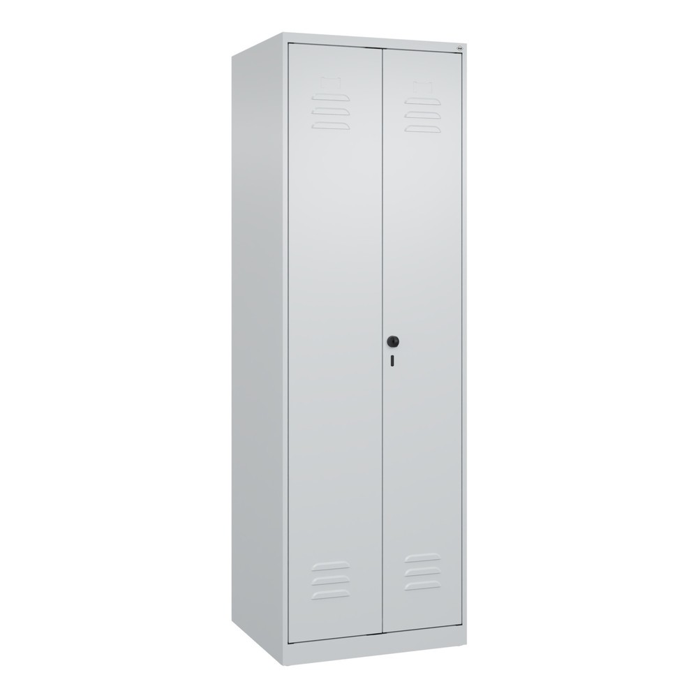 Produktabbildung: C+P Wäsche-, Garderobenspind Classic PLUS, 2 Abteile, HxBxT 1.850 x 600 x 500 mm, lichtgrau, lichtgrau, für Vorhängeschloss