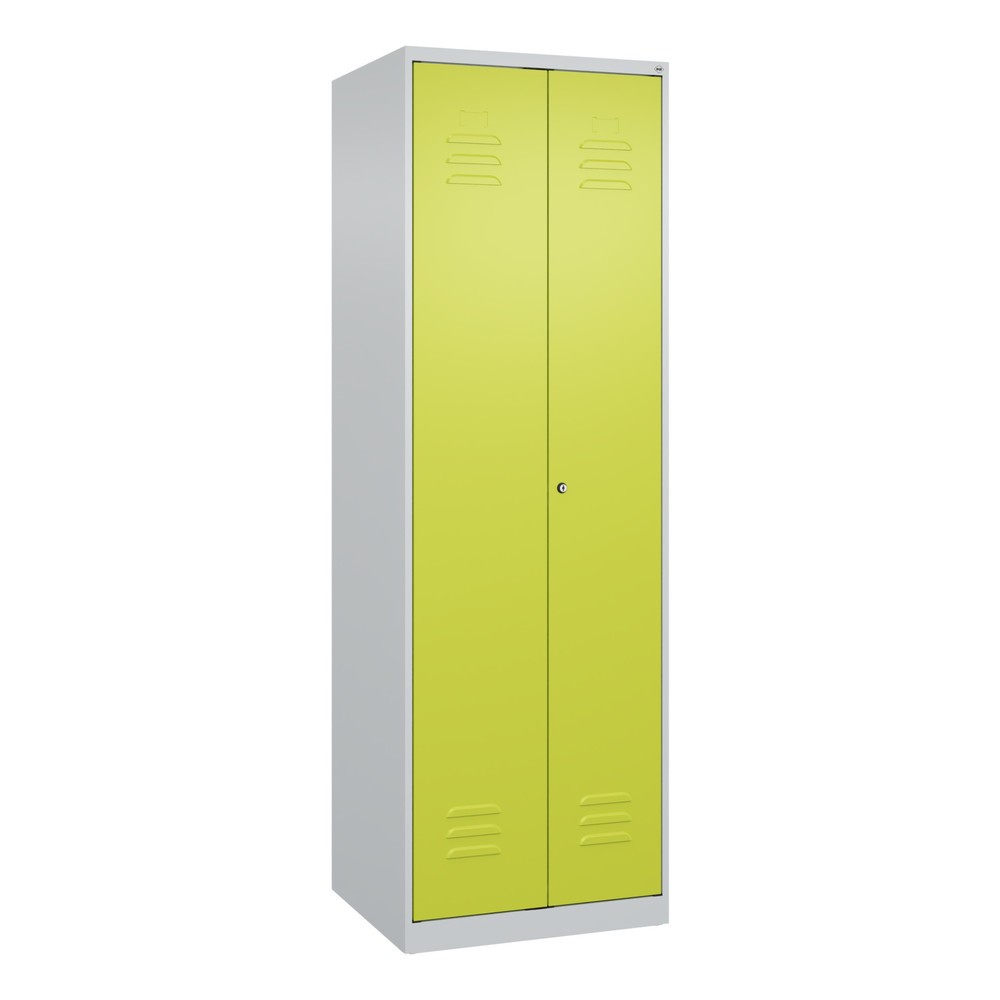 Produktabbildung: C+P Wäsche-, Garderobenspind Classic PLUS, 2 Abteile, HxBxT 1.850 x 600 x 500 mm, lichtgrau, clowngrün, Zylinderschloss