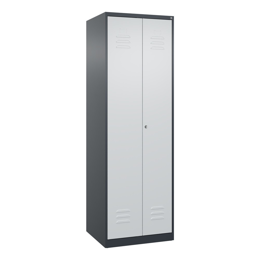 Produktabbildung: C+P Wäsche-, Garderobenspind Classic PLUS, 2 Abteile, HxBxT 1.850 x 600 x 500 mm, anthrazitgrau, lichtgrau, Zylinderschloss