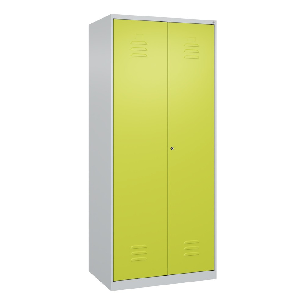 Produktabbildung: C+P Wäsche-, Garderobenspind Classic PLUS, 2 Abteile, HxBxT 1.850 x 800 x 500 mm, lichtgrau, clowngrün, Zylinderschloss