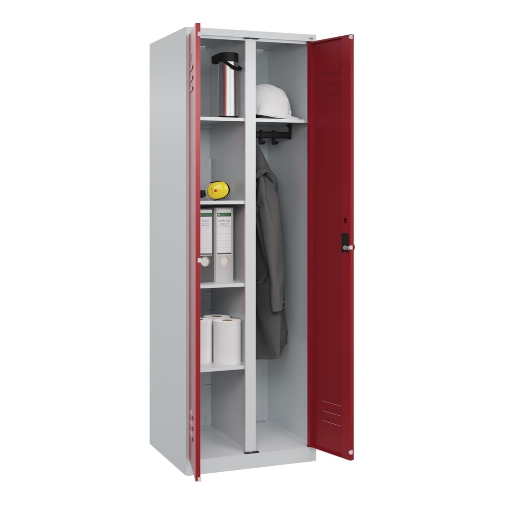 Produktabbildung Nr. 9: C+P Wäsche-, Garderobenspind Classic PLUS, 2 Abteile, HxBxT 1.850 x 600 x 500 mm, lichtgrau, rubinrot, für Vorhängeschloss