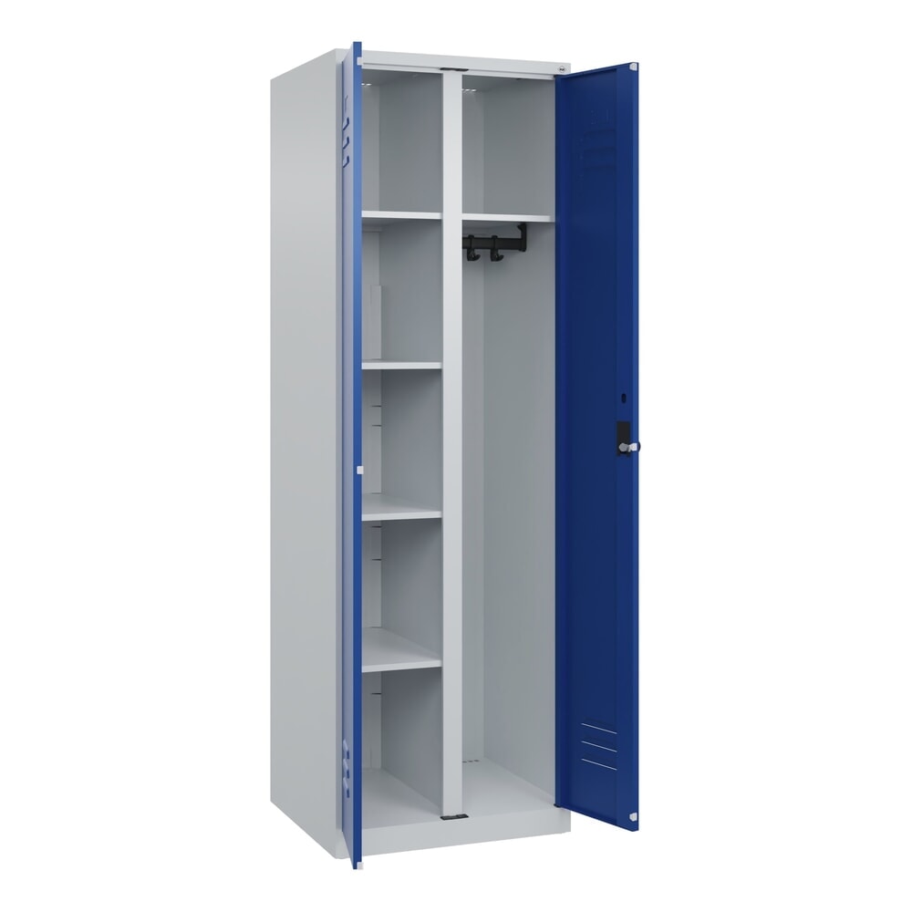 Produktabbildung Nr. 1: C+P Wäsche-, Garderobenspind Classic PLUS, 2 Abteile, HxBxT 1.850 x 600 x 500 mm, lichtgrau, enzianblau, für Vorhängeschloss