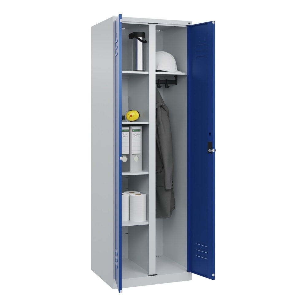 Produktabbildung Nr. 10: C+P Wäsche-, Garderobenspind Classic PLUS, 2 Abteile, HxBxT 1.850 x 600 x 500 mm, lichtgrau, enzianblau, für Vorhängeschloss