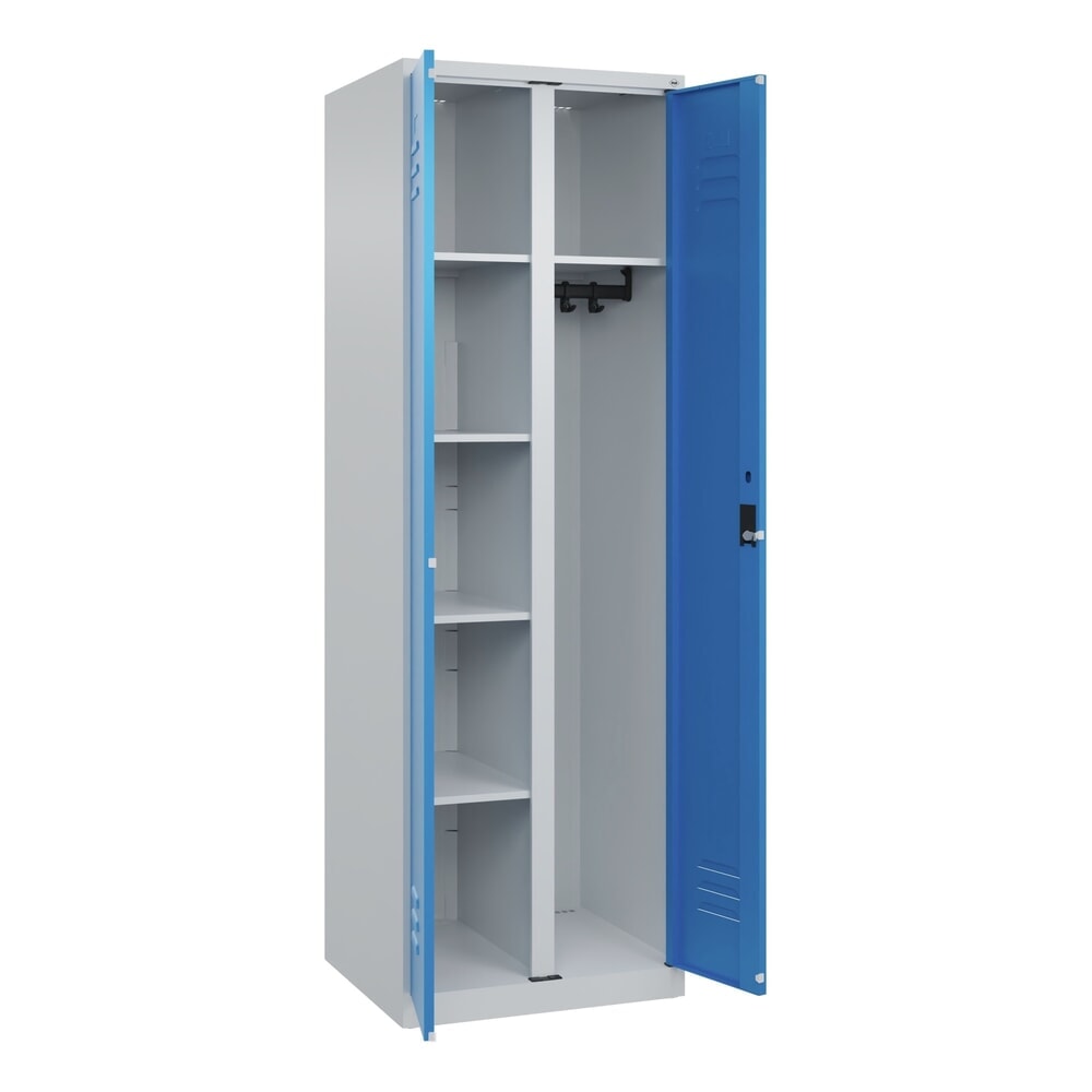 Produktabbildung: C+P Wäsche-, Garderobenspind Classic PLUS, 2 Abteile, HxBxT 1.850 x 600 x 500 mm, lichtgrau, lichtblau, Zylinderschloss