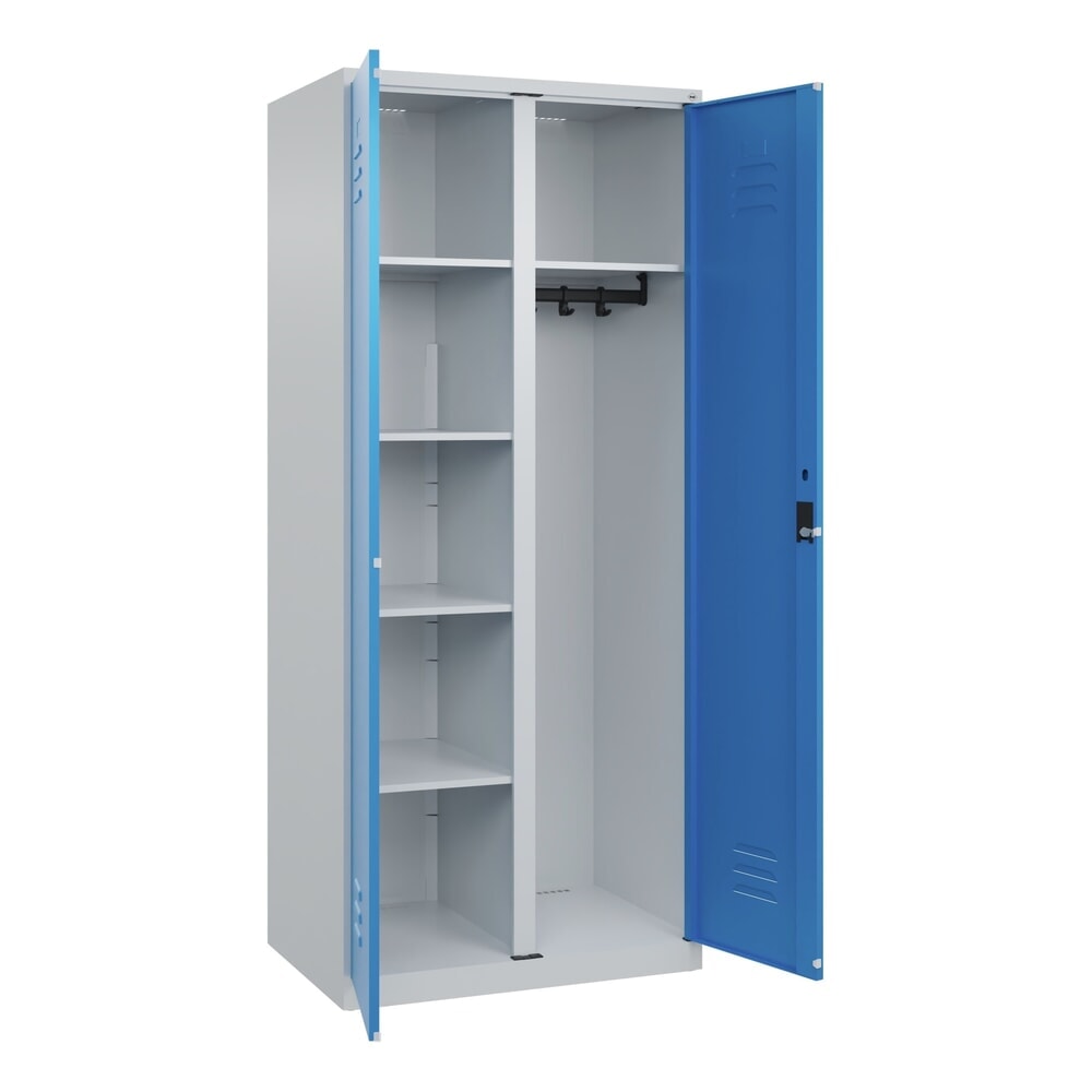 Produktabbildung: C+P Wäsche-, Garderobenspind Classic PLUS, 2 Abteile, HxBxT 1.850 x 800 x 500 mm, lichtgrau, lichtblau, Zylinderschloss