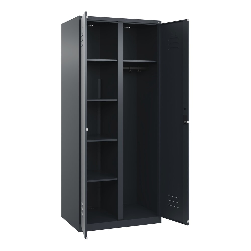 Produktabbildung Nr. 1: C+P Wäsche-, Garderobenspind Classic PLUS, 2 Abteile, HxBxT 1.850 x 800 x 500 mm, anthrazitgrau, anthrazitgrau, Zylinderschloss