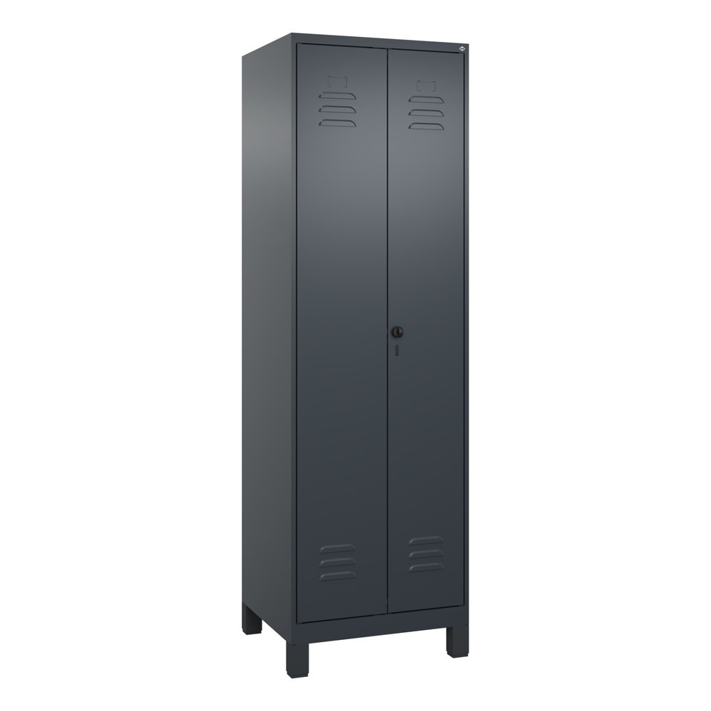 Produktabbildung: C+P Wäsche-, Kombispind Classic PLUS, Füße, 2 Abteile, HxBxT 1.950 x 600 x 500 mm, anthrazitgrau, anthrazitgrau, für Vorhängeschloss