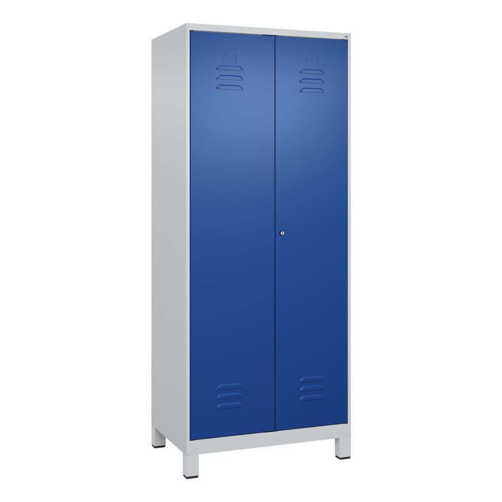 Produktabbildung: C+P Wäsche-, Kombispind Classic PLUS, Füße, 2 Abteile, HxBxT 1.950 x 800 x 500 mm, lichtgrau, enzianblau, Zylinderschloss