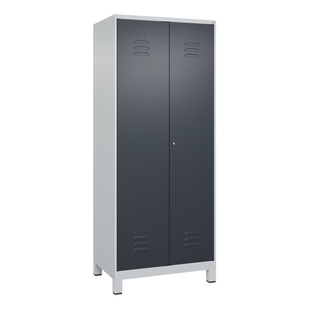 Produktabbildung: C+P Wäsche-, Kombispind Classic PLUS, Füße, 2 Abteile, HxBxT 1.950 x 800 x 500 mm, lichtgrau, anthrazitgrau, Zylinderschloss