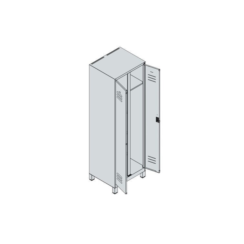 Produktabbildung Nr. 9: C+P Mehrzweck-Putzmittelschrank Classic PLUS, Füße, 2 Abteile, HxBxT 1.950 x 600 x 500 mm, lichtgrau, rubinrot, für Vorhängeschloss