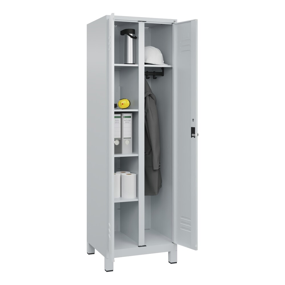 Produktabbildung Nr. 10: C+P Mehrzweck-Putzmittelschrank Classic PLUS, Füße, 2 Abteile, HxBxT 1.950 x 600 x 500 mm, lichtgrau, lichtgrau, für Vorhängeschloss