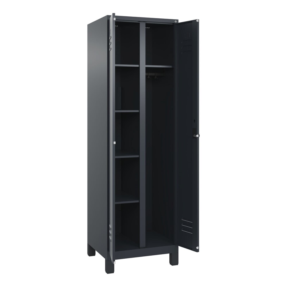 Produktabbildung Nr. 1: C+P Wäsche-, Kombispind Classic PLUS, Füße, 2 Abteile, HxBxT 1.950 x 600 x 500 mm, anthrazitgrau, anthrazitgrau, für Vorhängeschloss