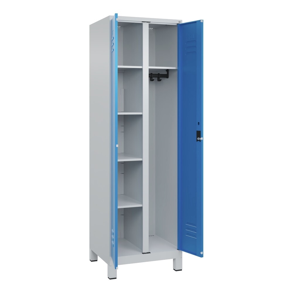 Produktabbildung Nr. 1: C+P Wäsche-, Kombispind Classic PLUS, Füße, 2 Abteile, HxBxT 1.950 x 600 x 500 mm, lichtgrau, lichtblau, Zylinderschloss