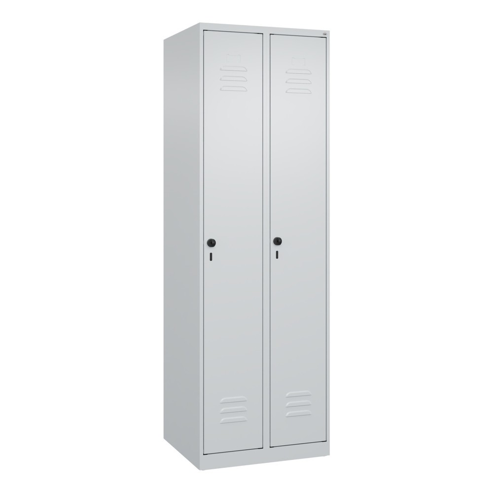 Produktabbildung: C+P Wäsche-Spind Classic PLUS, 2 Abteile, HxBxT 1.850 x 600 x 500 mm, lichtgrau, lichtgrau, für Vorhängeschloss, ohne Mitteltrennwand