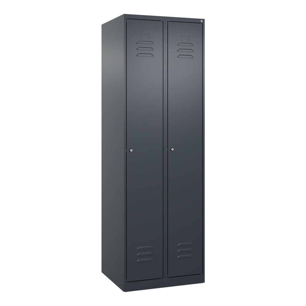 Produktabbildung: C+P Wäsche-Spind Classic PLUS, 2 Abteile, HxBxT 1.850 x 600 x 500 mm, anthrazitgrau, anthrazitgrau, Zylinderschloss, ohne Mitteltrennwand