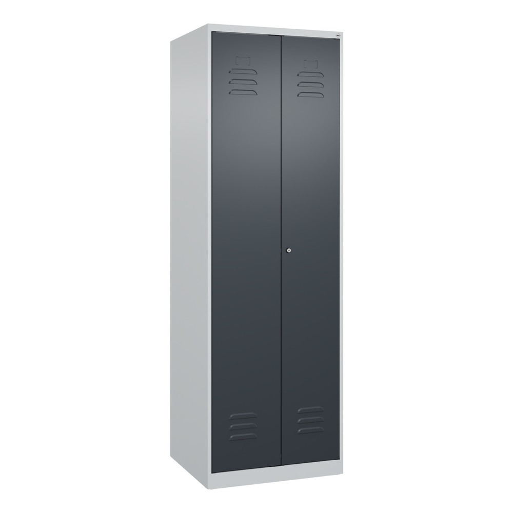 Produktabbildung: C+P Wäsche-Spind Classic PLUS, 2 Abteile, HxBxT 1.850 x 600 x 500 mm, lichtgrau, anthrazitgrau, Zylinderschloss, mit Mitteltrennwand