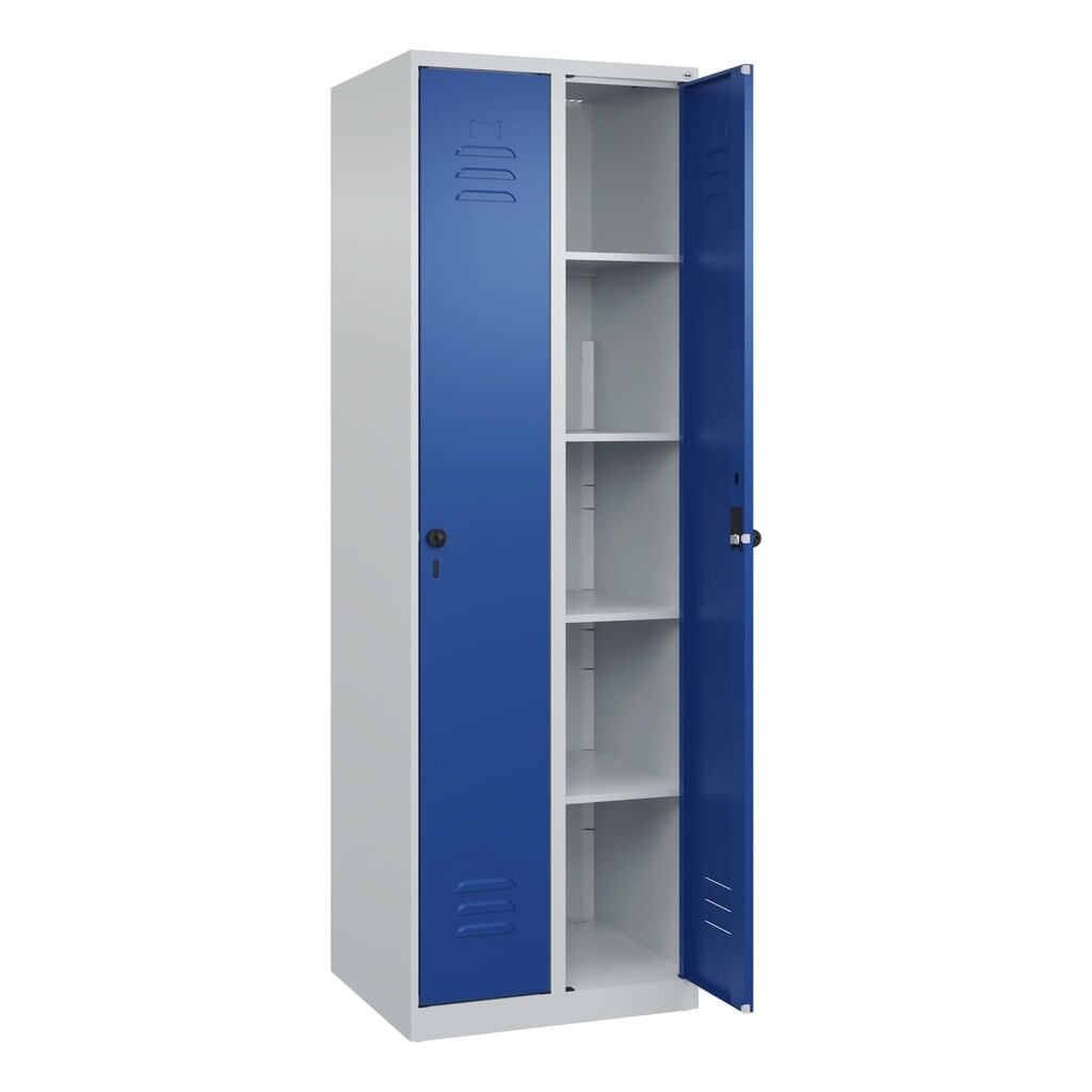 C+P Wäsche-Spind Classic PLUS, 2 Abteile, HxBxT 1.850 x 600 x 500 mm, lichtgrau, enzianblau, für Vorhängeschloss, ohne Mitteltrennwand Produktabbildung Nr. 1: C+P Wäsche-Spind Classic PLUS, 2 Abteile, HxBxT 1.850 x 600 x 500 mm, lichtgrau, enzianblau, für Vorhängeschloss, ohne Mitteltrennwand