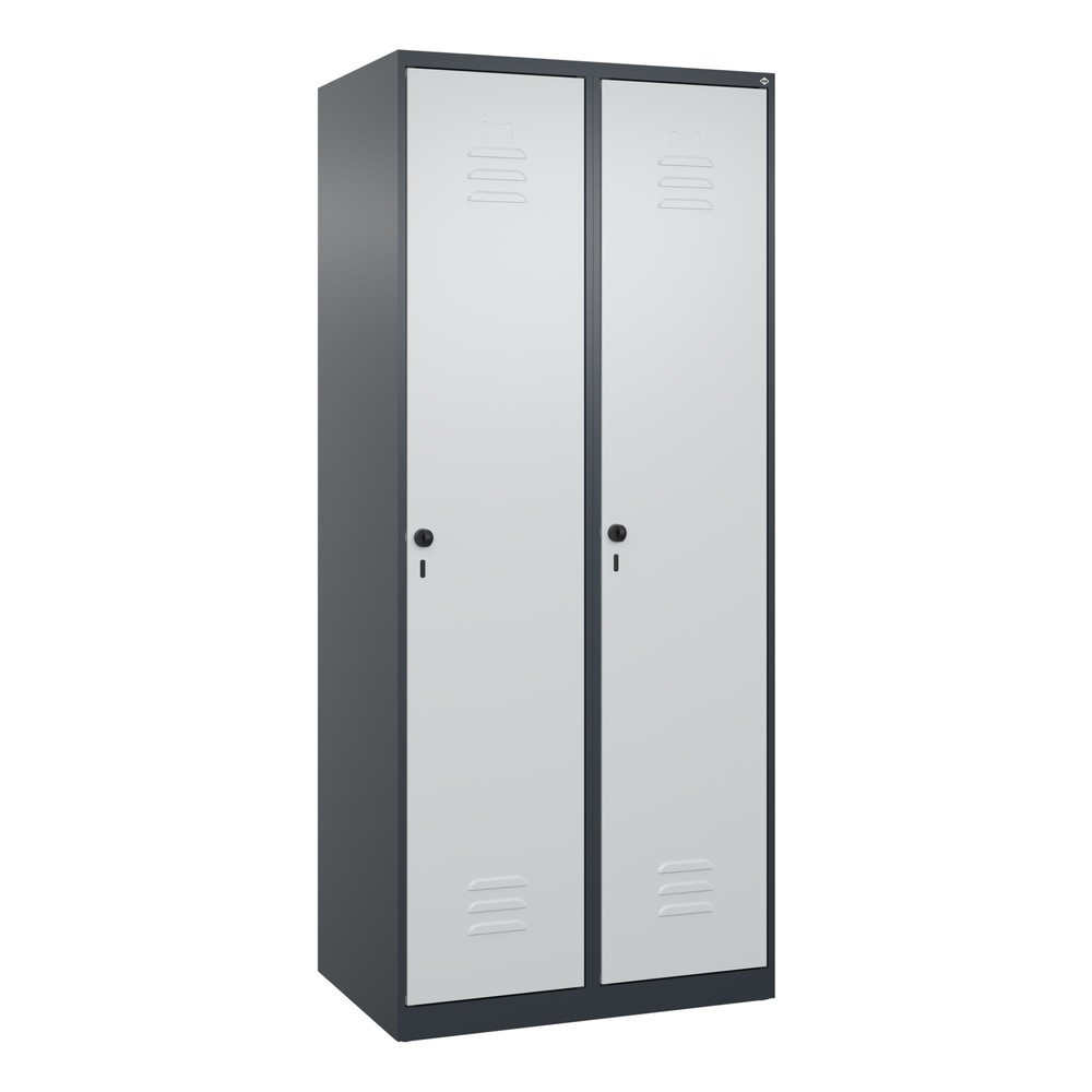 Produktabbildung: C+P Wäsche-Spind Classic PLUS, 2 Abteile, HxBxT 1.850 x 800 x 500 mm, anthrazitgrau, lichtgrau, für Vorhängeschloss, ohne Mitteltrennwand