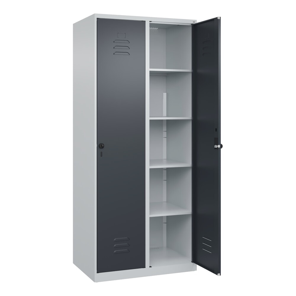 Produktabbildung: C+P Wäsche-Spind Classic PLUS, 2 Abteile, HxBxT 1.850 x 800 x 500 mm, lichtgrau, anthrazitgrau, für Vorhängeschloss, ohne Mitteltrennwand