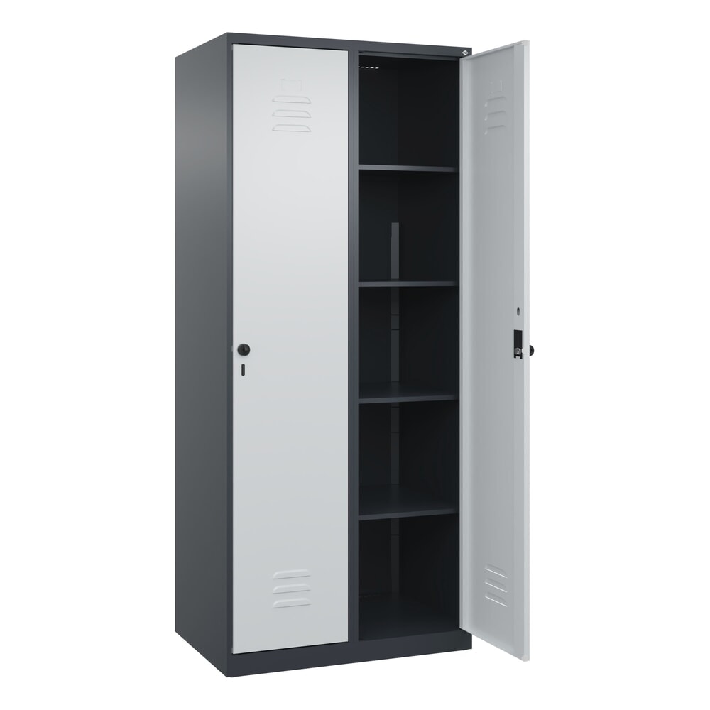 Produktabbildung Nr. 1: C+P Wäsche-Spind Classic PLUS, 2 Abteile, HxBxT 1.850 x 800 x 500 mm, anthrazitgrau, lichtgrau, für Vorhängeschloss, ohne Mitteltrennwand