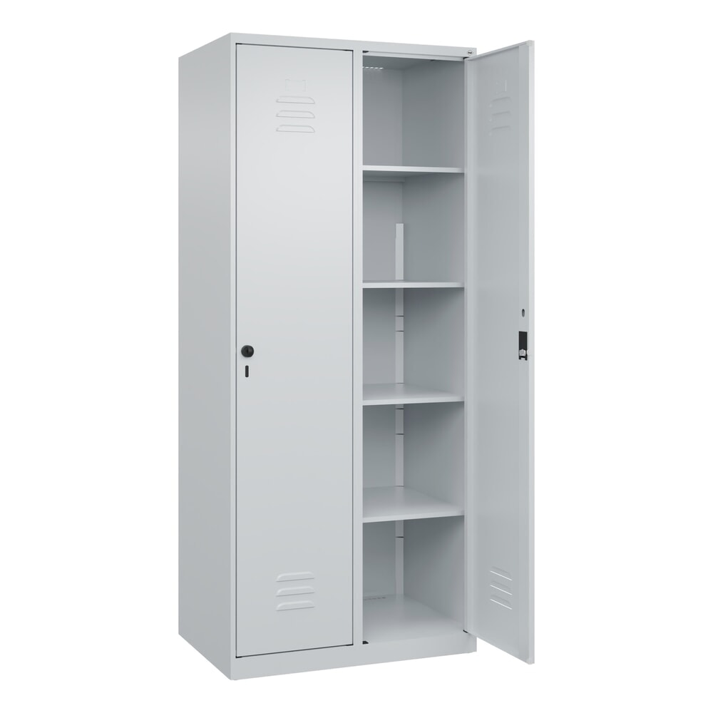 Produktabbildung: C+P Wäsche-Spind Classic PLUS, 2 Abteile, HxBxT 1.850 x 800 x 500 mm, lichtgrau, lichtgrau, Zylinderschloss, ohne Mitteltrennwand