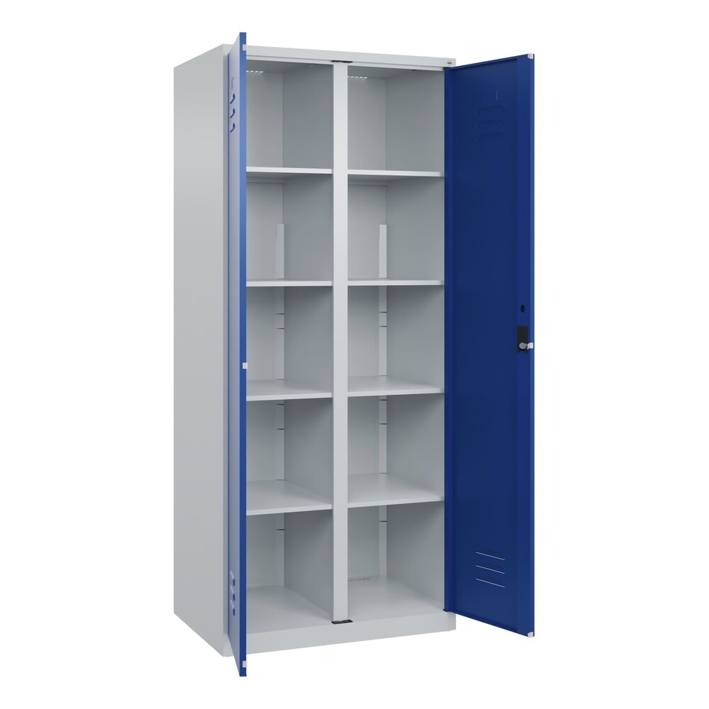 Produktabbildung: C+P Wäsche-Spind Classic PLUS, 2 Abteile, HxBxT 1.850 x 800 x 500 mm, lichtgrau, enzianblau, Zylinderschloss, mit Mitteltrennwand
