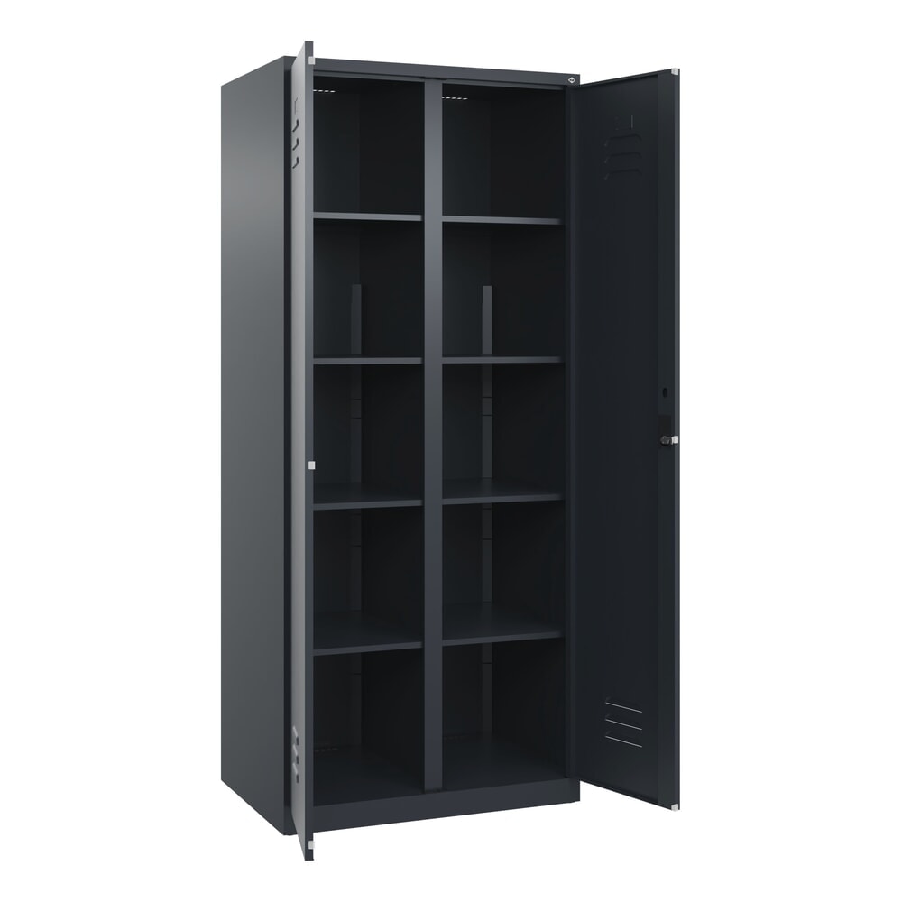 Produktabbildung: C+P Wäsche-Spind Classic PLUS, 2 Abteile, HxBxT 1.850 x 800 x 500 mm, anthrazitgrau, anthrazitgrau, Zylinderschloss, mit Mitteltrennwand