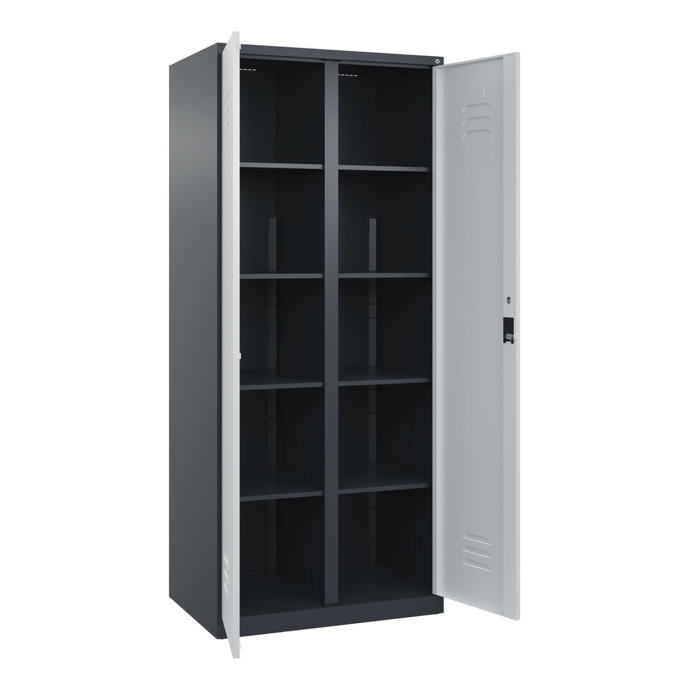 Produktabbildung: C+P Wäsche-Spind Classic PLUS, 2 Abteile, HxBxT 1.850 x 800 x 500 mm, anthrazitgrau, lichtgrau, Zylinderschloss, mit Mitteltrennwand