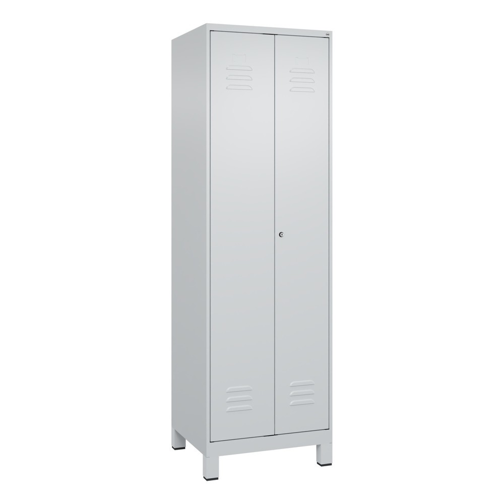 Produktabbildung: C+P Wäsche-Spind Classic PLUS, Füße, 2 Abteile, HxBxT 1.950 x 600 x 500 mm, lichtgrau, lichtgrau, Zylinderschloss, mit Mitteltrennwand